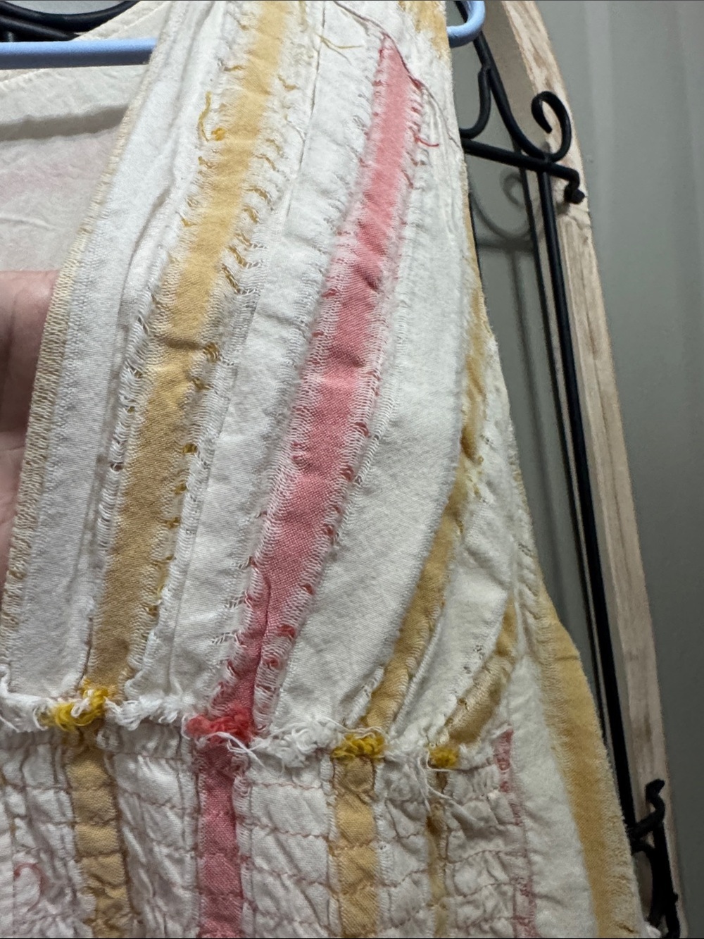 Free People Cream Dress with Pink & Yellow Stripes M Do it again mini boho - Picture 11 of 15